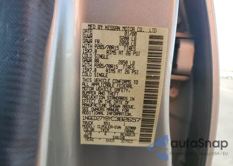 2000 Nissan Frontier Crew Cab Xe z USA, uszkodzony, nr VIN 1N6ED27Y8YC382657